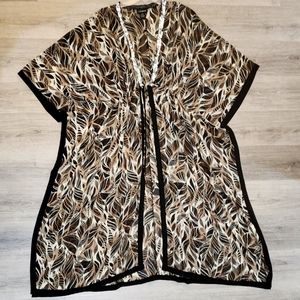 Lane Bryant black and tan leaf print swimsuit cover